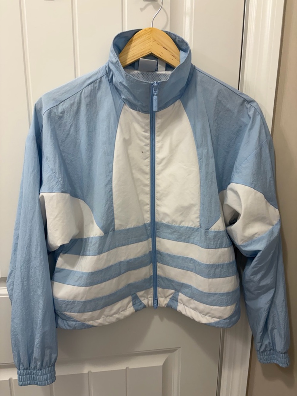 adidas Light Blue & White Women's wind breaker
